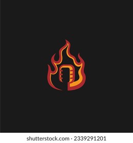 simple logo of microphone and fire