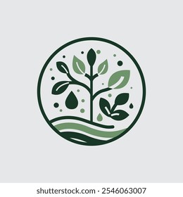 a simple logo with a minimalist style that combines natural elements such as trees, leaves and air droplets. This design reflects harmony with nature and well-being