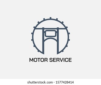 Simple Logo of Motorbike Repair with Modern Concept. Designed in Monogram Style Isolated on White Background. Suitable for Motorcycle Workshop Logo. Vector Illustration. 