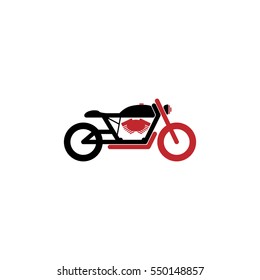 A simple logo motorcycle in black and red on a white background
