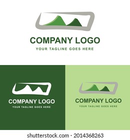 Simple logo with mountain design for travel agency.