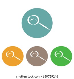 Simple logo with mountain in magnify on different backgrounds. white color of mountain and magnify on blue, green, brown and green background. Eps10 vector illustration.