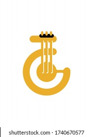 Simple Logo Music Guitar String Or Ukulele Letter G with combine Number 5 suitable for any business such as promote, channel youtube, instagram tv and many more.