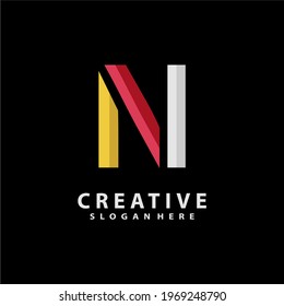 Simple logo N. creative logo N. elegant logo icon vector