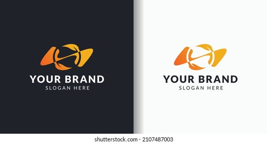 simple logo N leaf logo combination