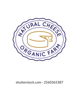 Simple Logo with Natural Cheese organic farm icon. Simple logo with natural farm cheese icon for social media, app, and web design. Vector illustration