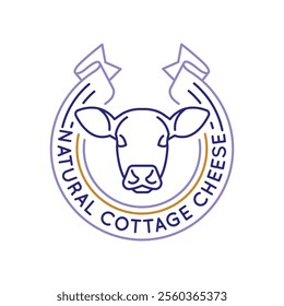 Simple Logo with Natural Cottage Cheese icon. Simple logo with natural cottage cheese icon for social media, app, and web design. Vector illustration