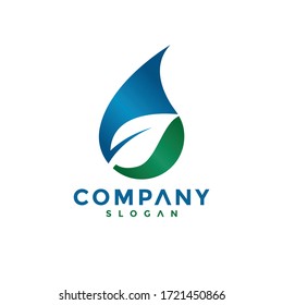 simple logo of natural water and leaf drops