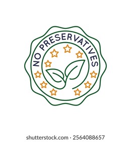 Simple Logo with No preservatives icon. Simple Logo with a laboratory flask. Perfect for branding organic products, natural food items, and health-conscious goods. Vector illustration.