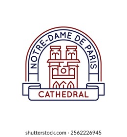 Simple Logo with Notre-Dame Cathedral icon. Simple Logo with Notre-Dame Cathedral icon for social media, app, and web design. Vector illustration