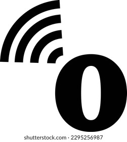 The simple logo of the number 0 combined with the Wi-Fi logo on the top left corner is black in color