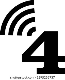 The simple logo of the number 4 combined with the Wi-Fi logo on the top left corner is black in color