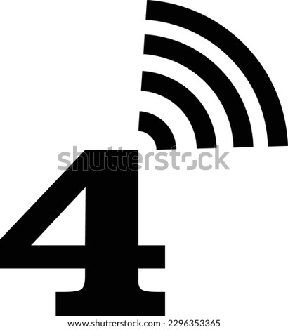 The simple logo of the number 4 combined with the Wi-Fi logo on the top left corner is black in color