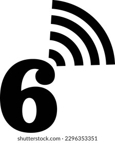The simple logo of the number 6 combined with the Wi-Fi logo on the top left corner is black in color