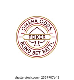 Simple Logo with Omaha Poker badge ideal for representing card games like poker and blackjack in apps, websites, and promotional materials. Vector illustration.