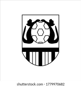 simple logo on a black and white background with two twin cats circling the ball suitable for football clubs