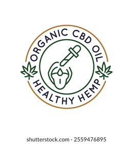 Simple Logo with Organic CBD oil healthy hemp icon. Simple logo with CBD oil icon for social media, app, and web design. Vector illustration.