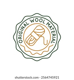 Simple Logo with Original Wool material icon. Simple Logo with a wool, symbolizing wool production and pastoral farming. Ideal for agricultural and natural product branding. Vector illustration