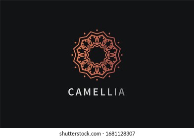 Simple logo ornament and graceful floral lineart, luxury modern design vector element, vector illustration