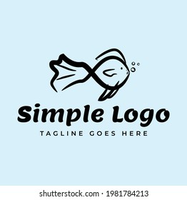 simple logo of ornamental fish that swims in the water calmly.