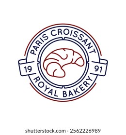 Simple Logo with Paris Croissant royal bakery icon. Simple Logo with croissant pastry icon for social media, app, and web design. Vector illustration.