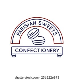 Simple Logo with Parisian sweets confectionery icon. Simple Logo with macarons icon stack for social media, app, and web design. Vector illustration.