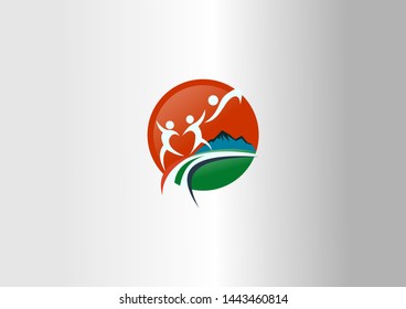 simple logo of people in the park