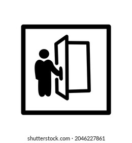 simple logo of a person opening or closing the door, door opening and closing icon