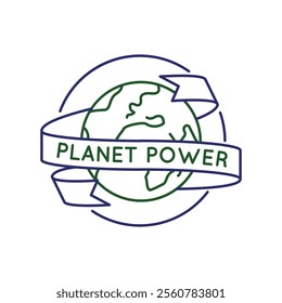 Simple Logo with Planet power icon. Simple Logo with the Earth, highlighting the African and European continents. Ideal for web design, mobile apps, educational materials. Vector illustration