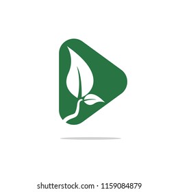 Simple logo play with leaves in the middle of a vector eps10