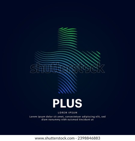simple logo Plus Icon Illustration in a linear style. Abstract line art Plus mark Logotype concept icon. Medical symbol Vector illustration suitable for organization, company, or community. EPS 10