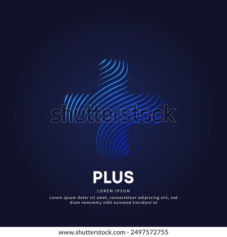 simple logo Plus Icon Illustration in a linear style. Abstract line art Plus mark Logotype concept icon. Medical symbol Vector illustration suitable for organization, company, or community. EPS 10