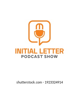 letra inicial del podcast de logotipo simple M