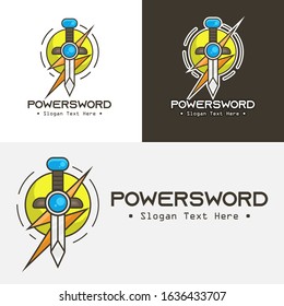 simple logo with power sword logo design