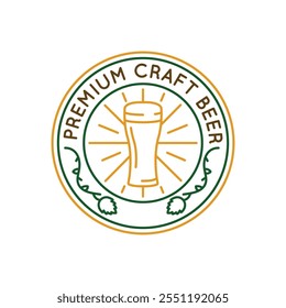 Simple Logo with Premium craft Beer icon. Simple badge with premium craft Beer icon for social media, app, and web design. Vector illustration