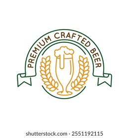 Simple Logo with Premium Crafted Beer icon. Simple logo with Premium Crafted Beer icon for social media, app, and web design. Vector illustration