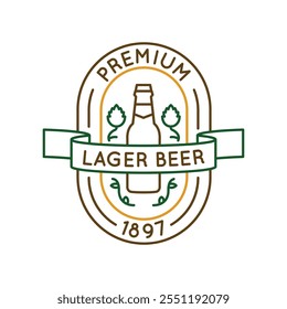 Simple Logo with Premium Lager Beer icon. Simple badge with Premium Lager Beer icon for social media, app, and web design. Vector illustration