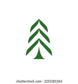 Simple logo of pyramid leaf icon. Design with thick lines vector illustration. Nature icon of leaf, pine, spruce.
