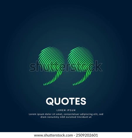 simple logo quote mark Illustration in a linear style. Abstract line art quotes Logotype concept icon. creative Vector logo quotes icon color silhouette on a dark background. EPS 10