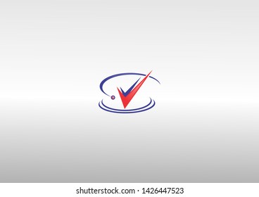 Simple logo in red and blue check form