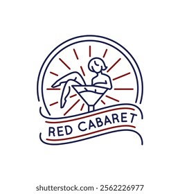 Simple Logo with Red cabaret icon. Simple Logo with burlesque woman in a martini glass icon for social media, app, and web design. Vector illustration