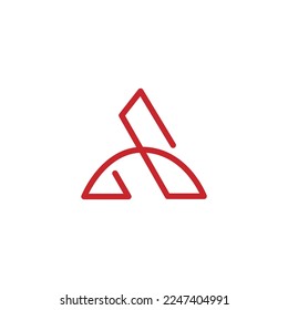 simple logo red letter A line with transparent background