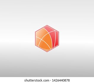 Simple logo in red and orange hexagon