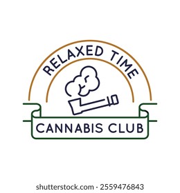Simple Logo with Relaxed Time Cannabis icon. Simple logo with cannabis bong icon for social media, app, and web design. Vector illustration.