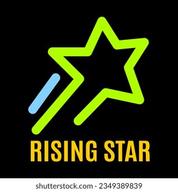 Simple Logo for Rising Star on Isolated Black Background