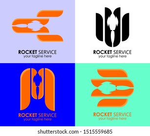Simple logo with a rocket and line concept.