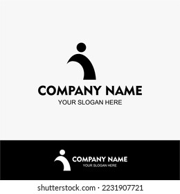 Simple logo with running person with body hands back and head or eye concept for your company. shaped like the letter I. half illuminati circle like vortex with a focus on the goal to be achieved