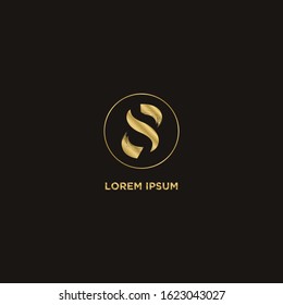 Simple Logo S. Modern Gold Design. Vector Illustration
