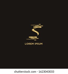 Simple Logo S. Modern Gold Design. Vector Illustration