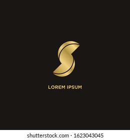 Simple Logo S. Modern Gold Design. Vector Illustration